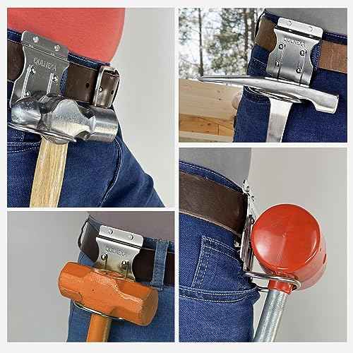 Hammer Holder for Tool Belt, Claw Hammer Holster, QULNEXA Hammer Loop, on for Occidental Leather Electrician Pouch Belt Large Hammer Clip