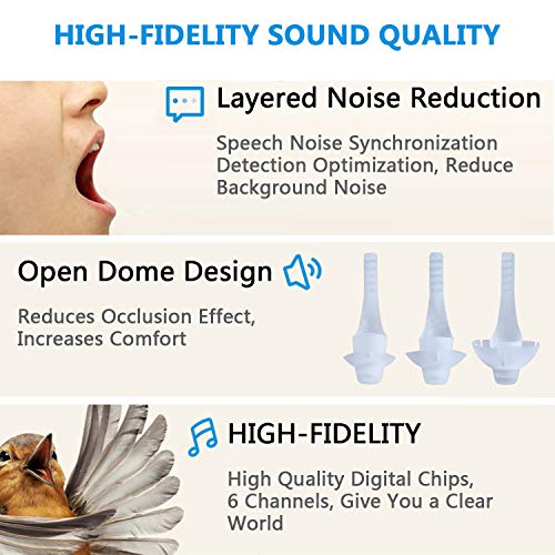 BLJ Hearing Aid for Seniors and Adults with Noise Reduction and Feedback Cancellation ITC Hearing Amplifier, 7 Batteries and 9 Ear Domes (Right Ear)