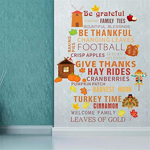 Kiddale Inspirational Quotes Wall Decal,Peel and Stick Removable Motivational Phrases Sticker Thanksgiving Decoration for Window Cling Kitchen Living Room Decor