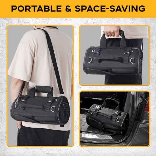 Heavy Duty Roll-Up Tool Bag with 2 Detachable Zipper Pouches, Compact and Portable Large Capacity Tool Storage, Versatile Tool Organizer for Mechanics, Electricians, and DIY Enthusiasts