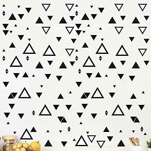 Triangle Wall Sticker Vinyl Decals for Nursery Bedroom Boys or Girls Room Playroom Classroom Living Room Black 126Pcs