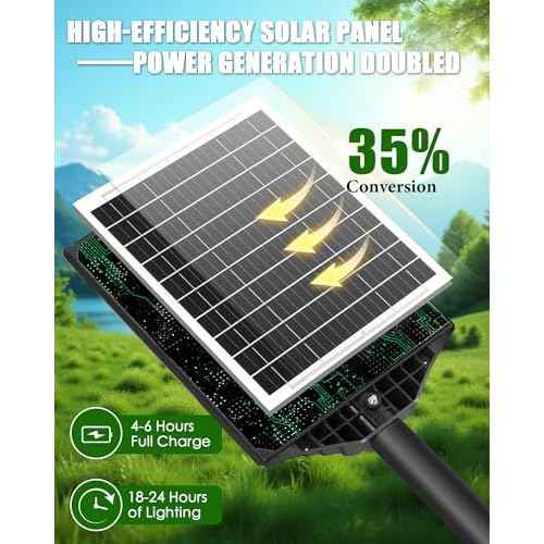 Solar Lights Outdoor 12000LM -6500K Solar Street Light, IP66 Waterproof Outdoor Flood Lights with Motion Sensor & Dusk to Dawn, led solared Street Light Easy Installation, Pack of 2
