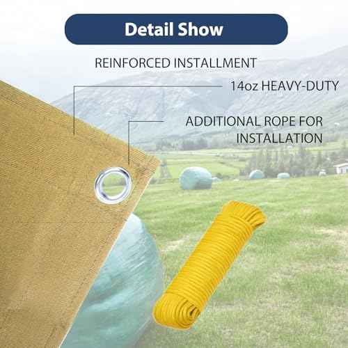 8¡¯x10¡¯ Canvas Tarps Heavy Duty Waterproof Tarpaulins with Aluminum Grommets,UV Resistant, 22Mil Multipurpose Drop Cloth, 14oz Cover Sheet for Outdoor and Indoor Use with Ropes Yellow