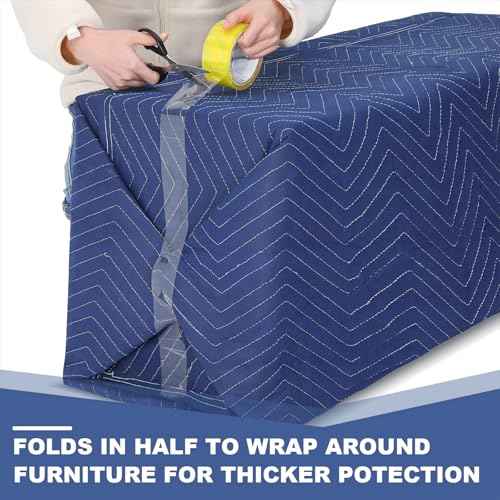 Peryiter 2 Pack 96'' x 80'' Extra Large Moving Blankets 4.4 lb Heavy Duty Moving Pads and Packing Blankets Thick Quilted Shipping Furniture Pads for Furniture Artwork Floor, Royal Blue