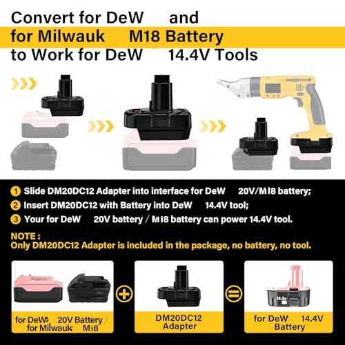 Adapter for Dewalt 20v Convert to for Dewal.t 12V-14.4V Ni-MH Battery, Convert for Dewalt 20v Battery to 12V-14.4 Ni-MH Power Tools(Only Adapter)