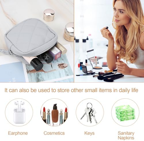 Likesing Sanitary Pad Storage Bag, Period Bags for Teen Girls, Portable Tampon Menstrual Cup Pouch Nursing Pad Holder Purse, Sanitary Pouch for Feminine Products, 1 Pack(Grey)