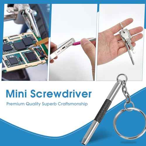 UNEAK - Eyeglass Screwdriver Repair Kit Silver Yellow Pink Black Precision 3 in 1 Mini Screwdrivers Set Keychain Glasses, Sunglasses, Sunglass, Watch, Electronics, Eyeglasses, Flat Head, Phillips, Hex