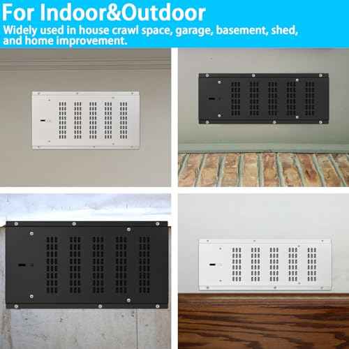 Foundation Vent Cover Crawl Space Vent Cover for Foundation Garage Attic Home Improvement,Fit 16¡±x8¡± Rough Opening,Outdoor Crawl Space Air Wall Vent Cover with Damper&Screen Reduce Moisture,White,3PK