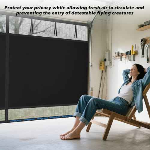 Privacy Garage Door Screen Blackout for 2 Car Garage-16x7FT Magnetic Garage Screen, 9.6LB Heavy Duty Thicker 265g/§³ Mesh, Hands Free, Magnetic Privacy Garage Screen Door(Black, 16 * 7FT)