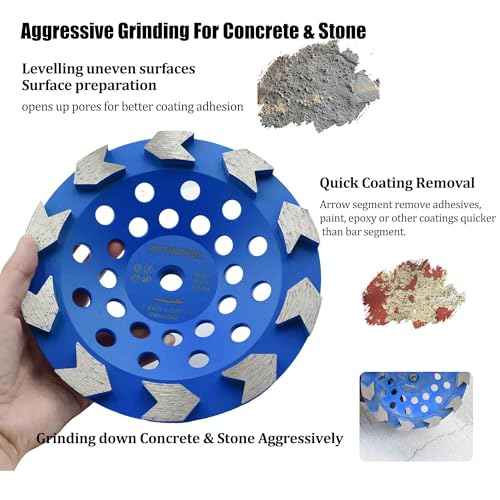 7 in.x 5/8-11 in. Abor Threaded 10 Arrow Segments Grinding Cup Wheel (5/8"-11 Threaded)