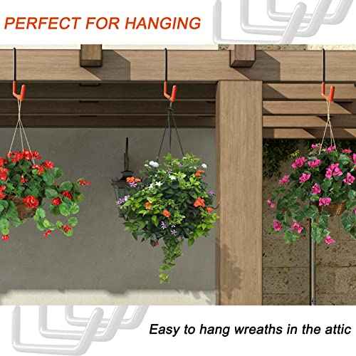 Rafter Hanger Large S Garage Hooks Bike Storage System Holder Organizer, with Non Slip Coating, for Organizing Hanging Basket, Ladders,Bicycle Wheel,Ropes and Bulk Items (12Pack, Black)