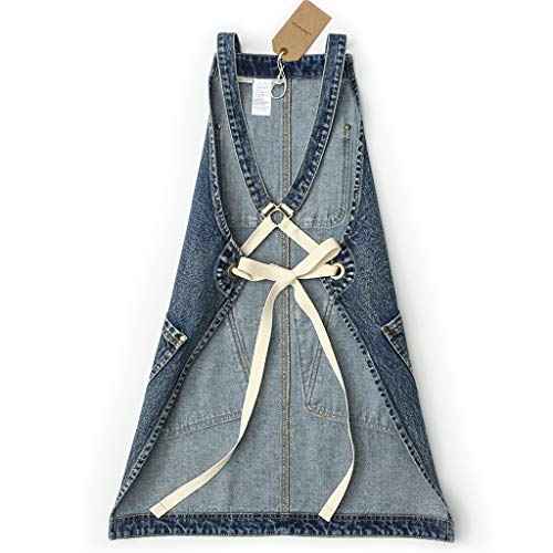 Jeanerlor Work Jean Apron for Women and Men Adjustable S-XXL (Denim Blue)