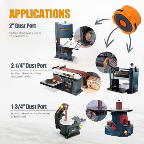 POWERTEC 4" x 20' Flexible PVC Dust Collection Hose with 2pcs Key Hose Clamps and Dust Port Adapter for Table Saw, Band Saw, Planer, Jointer, Woodworking and Woodshop Dust Collection System (70434)