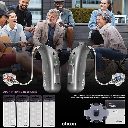 Genuine Oticon Hearing Aid Domes Minifit Open 6mm (0.24 inches - Too Small), Oticon Branded OEM Denmark Replacements, Authentic Accessories for Optimal Performance -2 Pack/20 Domes Total