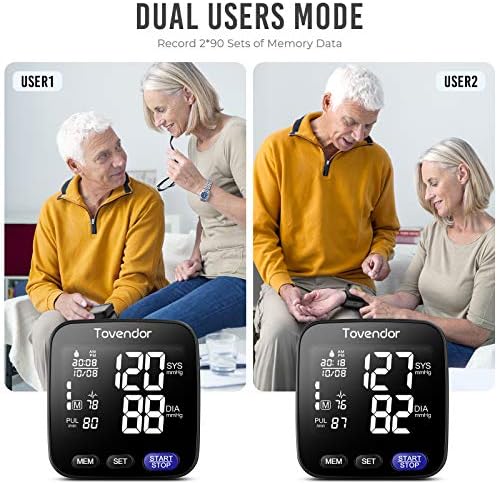 Wrist Blood Pressure Monitor, Tovendor Home Automatic Blood Pressure Cuff Wrist with Portable Carrying Case, 2 * 90 Reading Memory Dual Users Mode, 2 AAA Battery Included