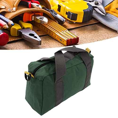 14-Inch Wide Mouth Tool Bag, Portable Canvas Tool Bag High Capacity Tool Storage Bag Power Tool Organizer Pouch for Vehicle Maintenance Carpentry Technicians (14in)