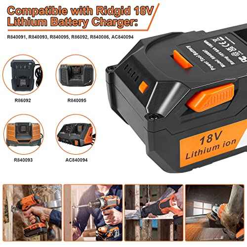 Fancy Buying 2 Pack 6.0Ah Replacement for Ridgid 18V Battery R840083 R840084 R840085 R840086 R840087 R840095 R86092 AC840087P Cordless Drill Tools Battery