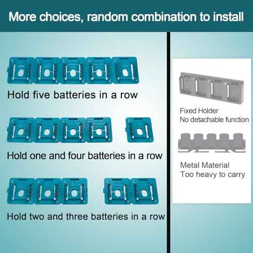 Battery Holder Work for Makita 18V Battery Mounts Dock Hanger Compatible for BL1860 BL1850 BL1840 BL1830, 5 Pack(w/10 Screws)