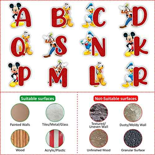 Micky Mouse Alphabet A?Z Wall Sticker ? Cartoon Character Educational Wall Decals for Room, Nursery, Classroom, Playroom ? Removable and Waterproof Alphabet Wall Art for Learning and Decoration