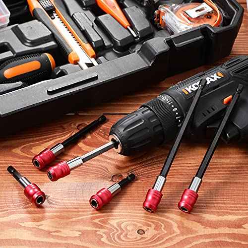 Honoson 6 Pieces Drill Bit Extension Magnetic Screwdriver Bit Holder Impact Driver Set Bar Socket Chuck Adapter 1/4 Inch Hex Shank Power for Screws Nuts Drill
