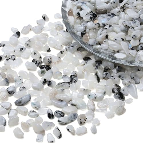 LAIDANLA White Labradorite 1lb Crystal Polished Tumbled Stones Irregular Shaped Crystal Chips Bulk Natural Gemstone Aquarium Gravel Rocks Vase Filler Fish Tank Gravel Home Decoration