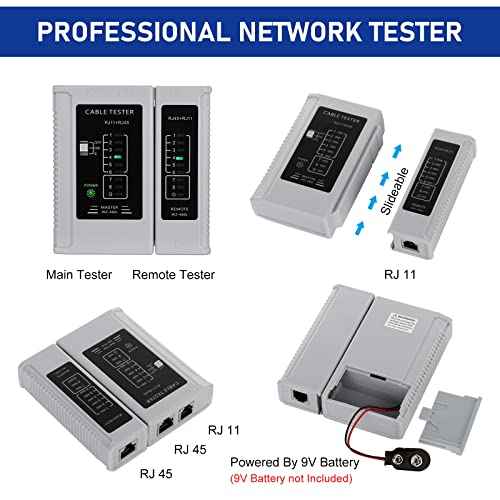 RJ45 Crimp Tool Kit Pass Through Ethernet Cat6 Cat6a Cat5e Crimping Tool with 20PCS Cat6 Pass-Thru Connectors,20 Covers,1 Wire Cutter Plier,1 Mini Wire Stripper and 1 Network Cable Tester