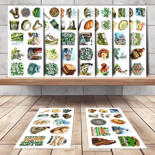 108 PCS Irish Stickers, Waterproof Vinyl Decals, Irish Themed Decorations for Laptop, Water Bottle, Journals, Scrapbooks, Ireland Travel Souvenir Sticker Pack for Teens, Adults
