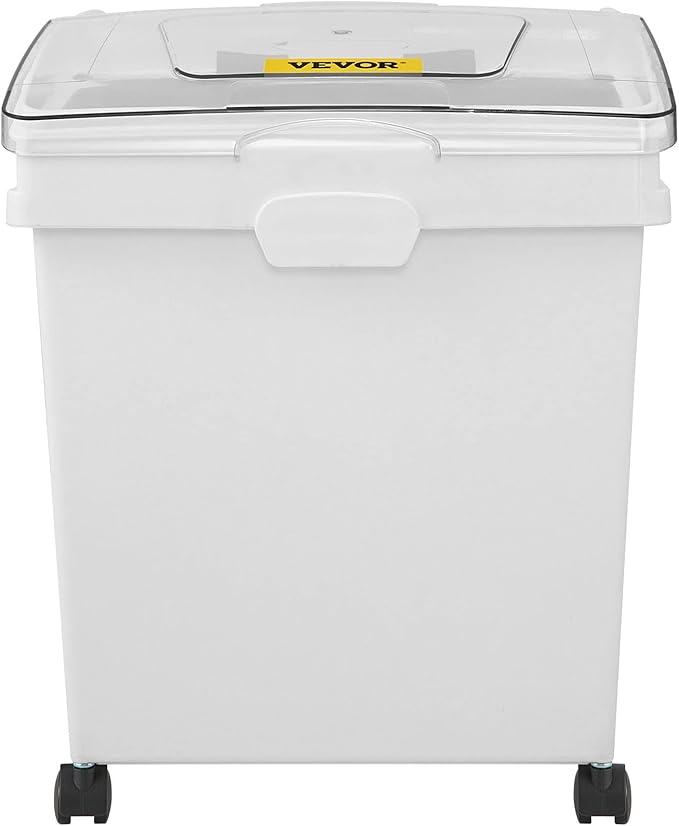 VEVOR Ingredient Bin, 10.5 Gallons Capacity Ingredient Storage Bin, PP Material Flour Bins On Wheels, White Shelf Ingredient Bin with Scoop and Sliding Lid, Commercial Storage Bins 3 Pcs/Set