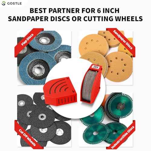 6 Inch Sanding Disc Storage Box, Sandpaper Organizer with 10 Bins ? Space-Saving Storage Rack, Offset Snap-On Connection, Grit Classification, Efficient Organization, Red