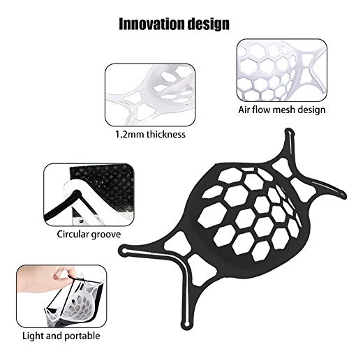 3D Face Mask Bracket,Silicone Inner Support Frame,Keep Fabric off Mouth,Create More Breathing Space,Lipstick and Makeup Protection Stand,Stay Cooler/Comfortable/Soft/Flexible/Washable/Reusable(4pcs)