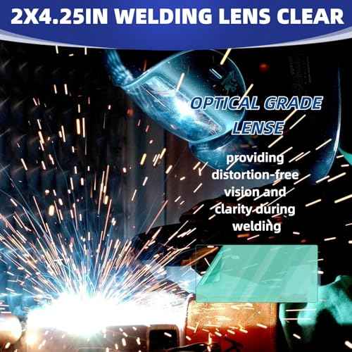 100 Pcs of 2" x 4.25" Universal Welding Helmet Hood Replacement Clear Lens Cover 2x4 1/4 optical grade Premium Quality Clear Plastic Cover Lenses