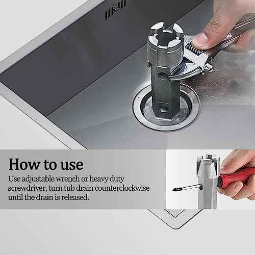 Tub Drain Remover Wrench, Heavy Duty Drain Wrench Aluminum Alloy Wrench for Install and Remove Most Bath and Shower Drains