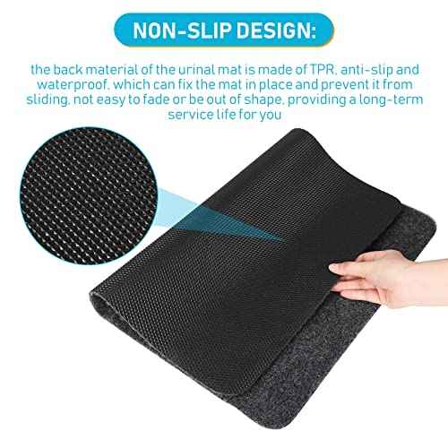 Nuanchu 6 Pack Nonslip Urinal Mats, Bathroom Urinal Mat for Floor, Water Absorption and Breathable Commercial Splash Mats for Men Bathroom Restroom, 17. 3" x 22" (Grey)