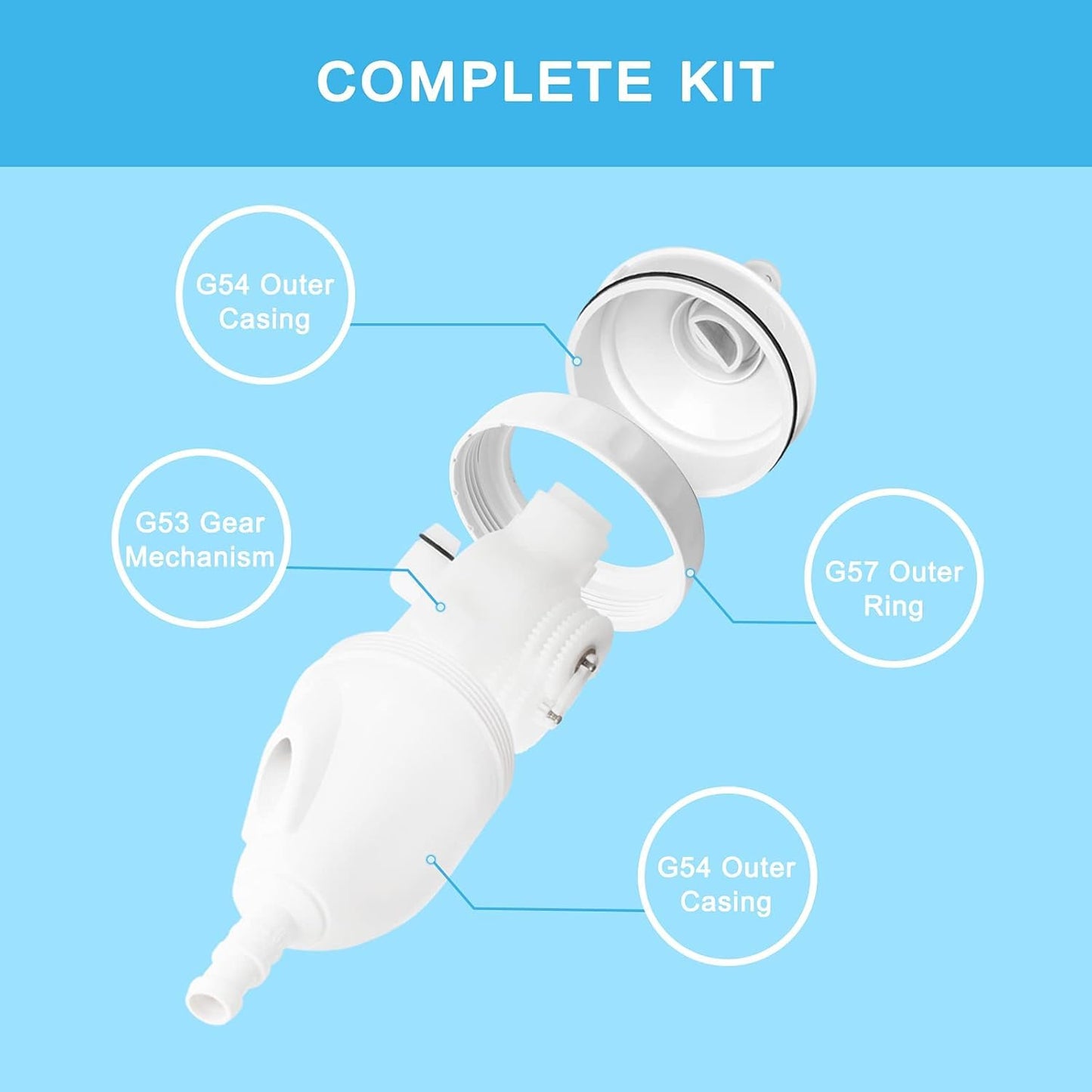Upgraded G52 Backup Valve Replacement Compatible with Polaris 180 280 380 480 3900 Pool Cleaner Replace Part Replacement Kit with G53 Gear Mechanism G57 Collar G54 Outer Casing by Podoy