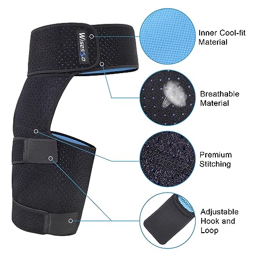 Hip Brace for Sciatica, Hip Flexor Compression Wrap for Sciatica Pain Relief, Hip Support for Groin, Thigh, Hamstring, Pulled Muscle Injury, Sciatic Nerve Brace For Men and Women, Blue