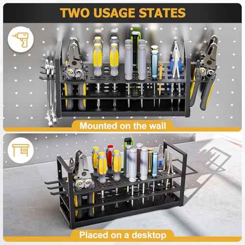 56 Holes Screwdriver Organizer Holder, Metal Screw-Driver Storage Rack Wall Mount for Hex Cross RC Kit, Hand Tool stand for Workshop,Workbench