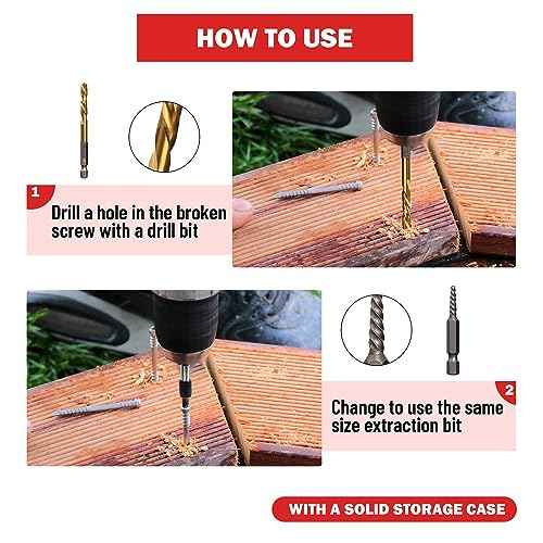 15PCS Stripped Screw Extractor Set, 6542/4341 HSS Steel Left Hand Drill Bit Set Easy Out Screw Extractor Set | 1/4'' Adaptor | Broken Screw Extractor Kit Removing Stripped Screws Bolts