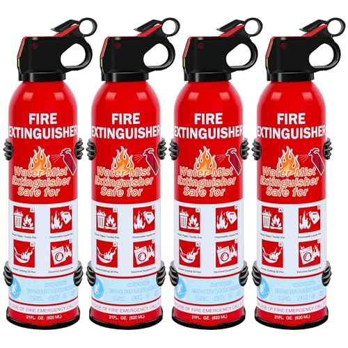 4 Pack Fire Extinguisher for Home, Kitchen, Car, and Grill,Ompact Water-Based A, B, C, K Extinguisher with Portable Non-Toxic Prevent Re-Ignition Easy Clean