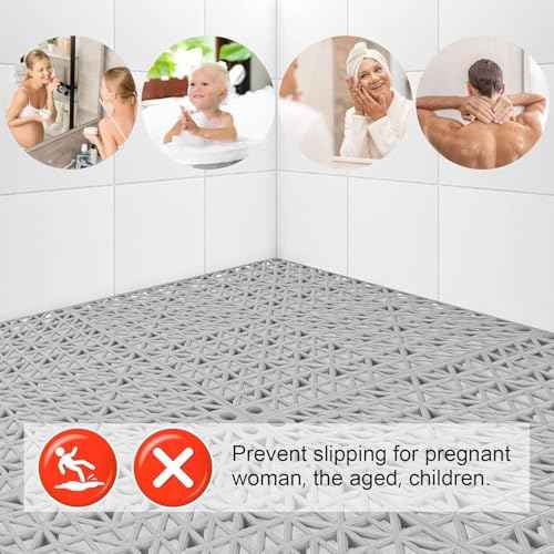 MYFAMIREA Modular Interlocking Cushion 24 Pack 11.8" x 11.8" Rubber Floor Tiles Non-Slip Splicing Drainage Mats for Deck, Pool, Outdoor Shower, Patio, Balcony, Indoor Bathroom, Kitchen, Yard (Gary)