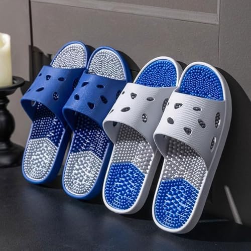 Plantar Fasciitis Acupressure Slippers Women Men Foot Acupoint Acupuncture Massage Slippers Non-Slip Shower Shoes Reflexology Sandals Arthritis Neuropathy Pain Relief(Gray,46/47 EU)