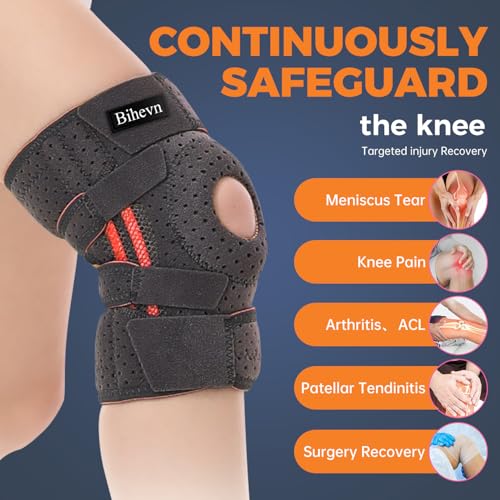 Knee Brace for Men - Adjustable Support for Arthritis, ACL Meniscus Tear & Knee Pain Relief or Injury Recovery - Plus Dual Side Stabilizers (Man-Black, Size(14.2in-19in))