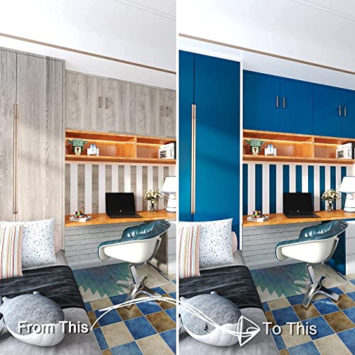 Decotalk Blue Contact Paper for Countertops Waterproof Navy Blue Contact Paper Peel and Stick Wallpaper for Cabinets Decorative Wallpaper Self Adhesive Solid Blue Vinyl Wrap Removable Matte 12" x120