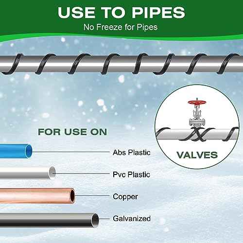 30FT Heat Tape for Water Pipes£¬-40¡ÆF Anti-Freeze De-Icing Heating Tape, Pipe Insulation Heating Cable for Insulation/Roof Snow Removal , Gutter Heating Cable, Heated Water Hose 120V 5W/ft