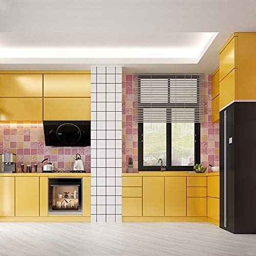LACHEERY Glossy Yellow Contact Paper Decorative Self Adhesive Countertop Contact Paper Waterproof Wallpaper Peel and Stick Shinny Wall Paper Roll for Kitchen Cabinets Furniture DIY Project 15.8"x80"