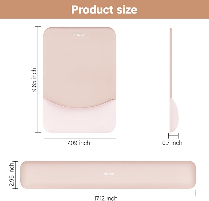 MOSISO Wrist Rest Support for Mouse Pad&Keyboard Set, Rectangular Ergonomic Mousepad Non-Slip Base Home/Office Pain Relief&Easy Typing Pad with Neoprene Cloth&Raised Silicone Lining, Apricot
