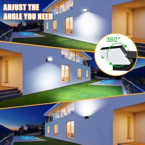 Juyace 60W LED Flood Lights Outdoor Wall Pack Light No photocell Lighting Fixtures for House 360¡Æ Rotational 6000lm 5000K IP65 Waterproof Modern Security Floodlights for Above Garagee