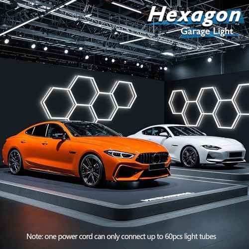 BRILLIHOOD Hexagon Garage Lights, LED Honeycomb Lights Ceiling, 192W, 23040LM, 6500K Super Bright, 5 Grid Systems Car Detailing Light for Garage Warehouse Workshop Basement Gym