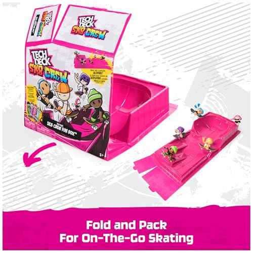 TECH DECK Sk8 Crew Fun Box, Portable Transforming Sk8 Park with 4 Fingerboards & 5 Figures, Collectible Mini Skateboards, Kids Toys for Ages 5 & Up