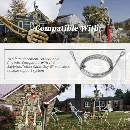 18.5 ft Replacement Tether Cable Guy Wire Compatible with 12 ft Skeleton,Tether Cable Guy Wire ensures Reliable Support System