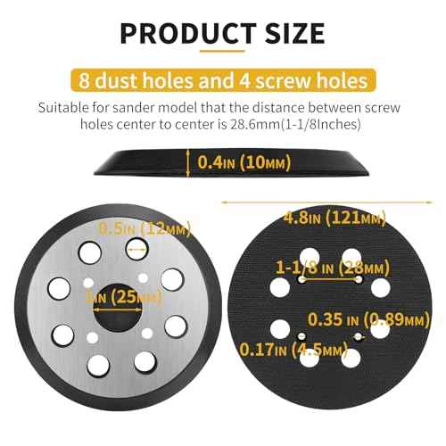 2 Pack 5 in 8 Hole Hook & Loop Orbital Sander Metal Pad Compatible with SKIL SR211601 SR6604B-10 SR660302 SR660302 Random Orbital Sander Replacement Part